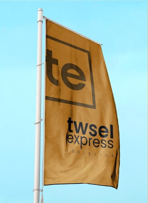 Twsel Express flag against a blue sky