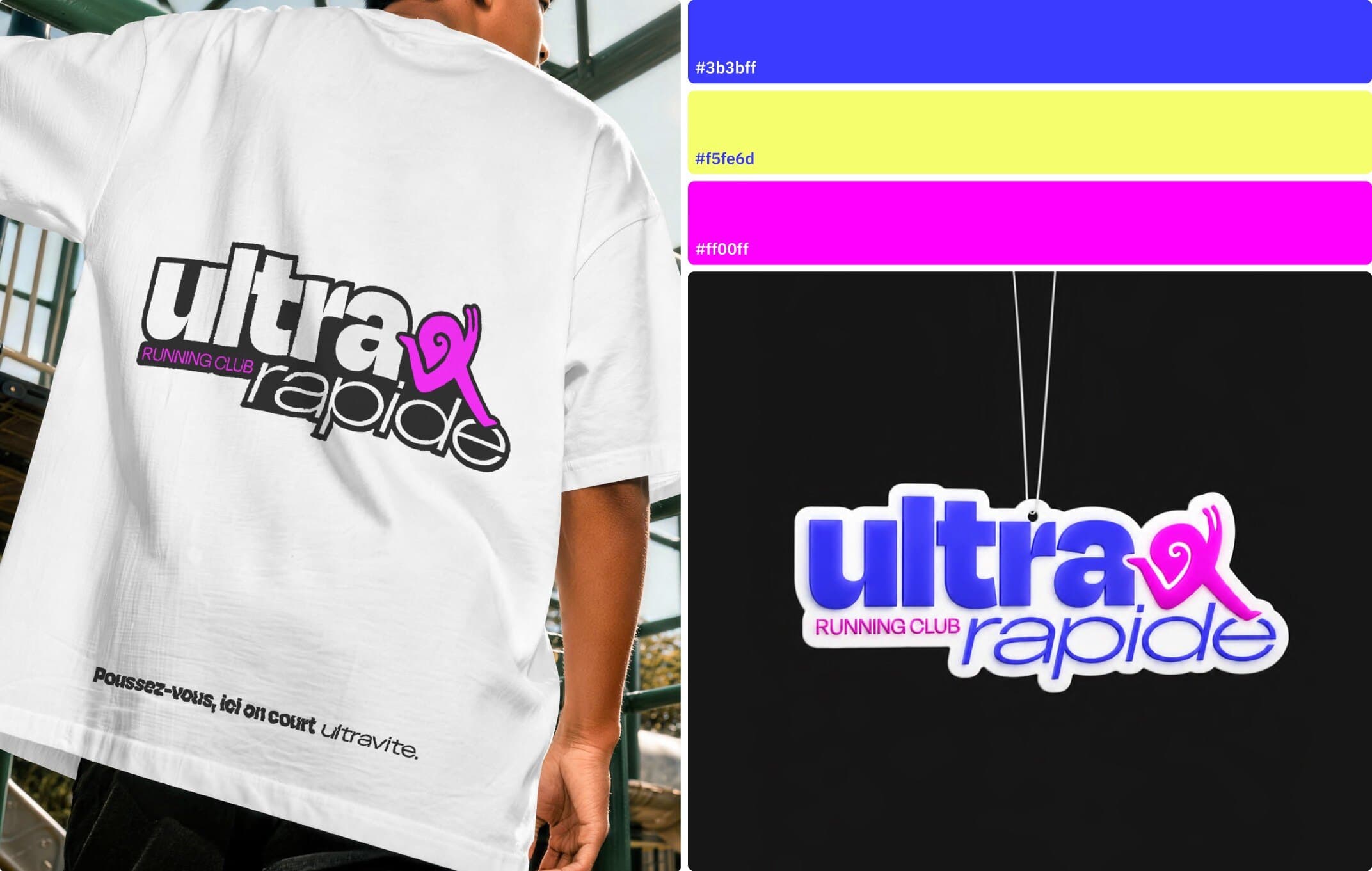 Ultra Rapide T-shirt, colour palette and logo on black